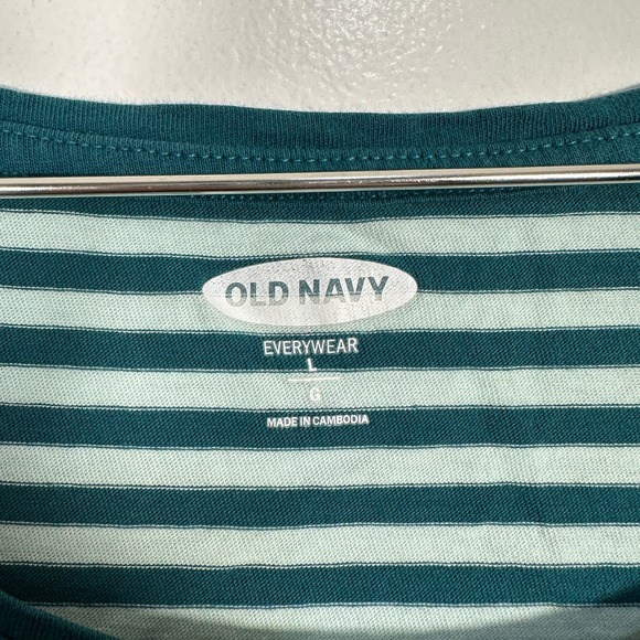Old Navy EveryWear Teal Green Striped Tank Top Womens Large Sleeveless Crew Neck - Picture 2 of 4
